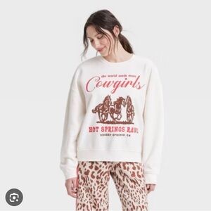 Grayson Threads Cream Cowgirls Graphic Sweatshirt With Animal Printed Pants S